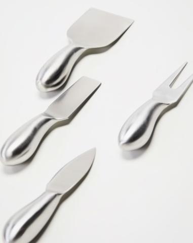 Kit 4 Facas Para Servir Queijo Aço Inox