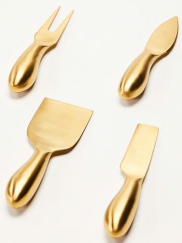 Kit 4 Facas Para Servir Queijo Aço Inox