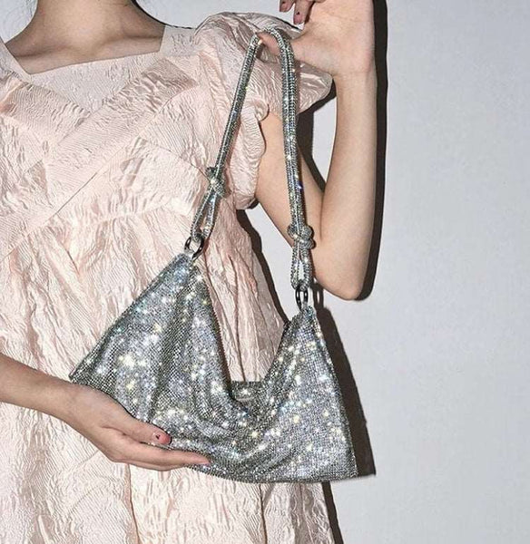 Bolsa de Ombro com Cristais Brilhante