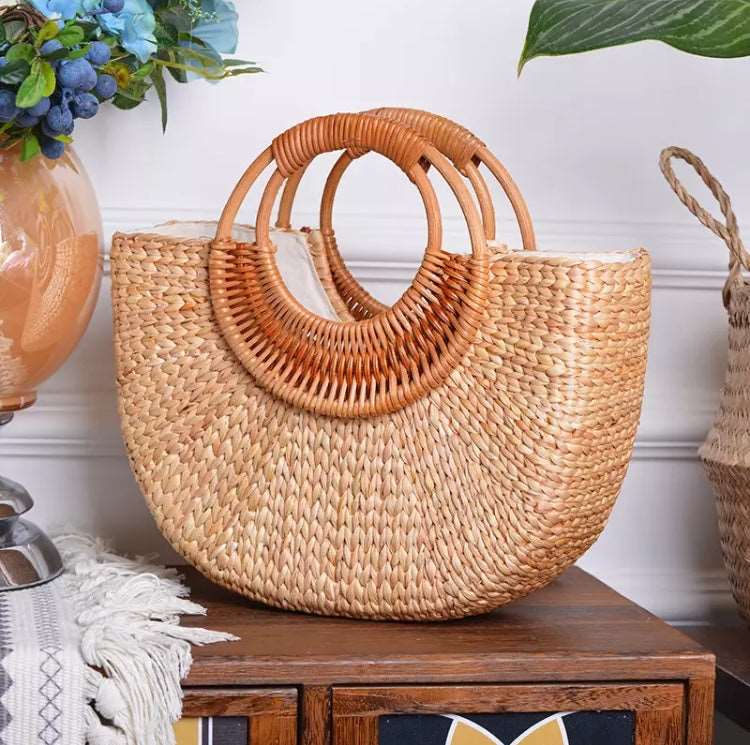 Bolsa Grande de Mão em Palha Praia