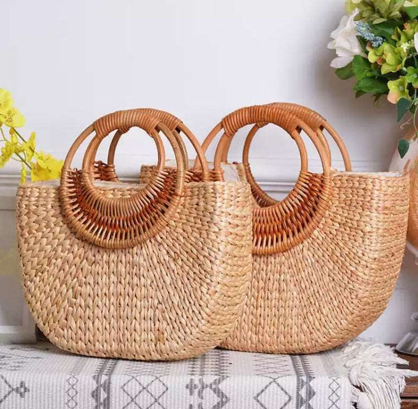 Bolsa Grande de Mão em Palha Praia
