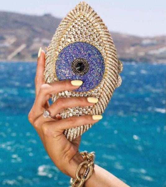 Bolsa Pequena de Cristal Clutch Olho Grego