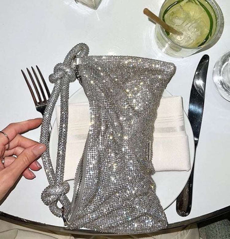 Bolsa de Ombro com Cristais Brilhante