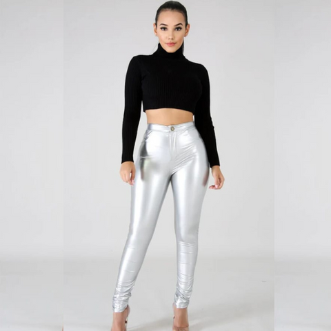 Calça Verniz Vinil Skinny Cintura Alta