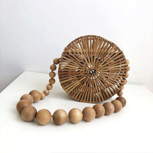 Bolsa Pequena de Ombro de Bambu e Madeira