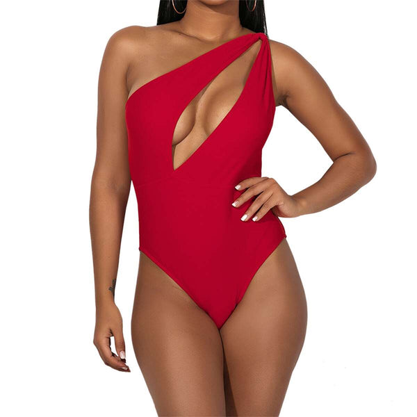 Body Ombro Único com Decote V Profundo