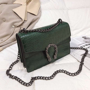 Bolsa de Ombro em Couro Alça de Corrente