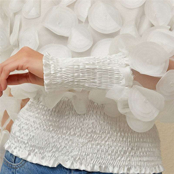 Blusa Solta Ombro a Ombro Manga Longa Bufante