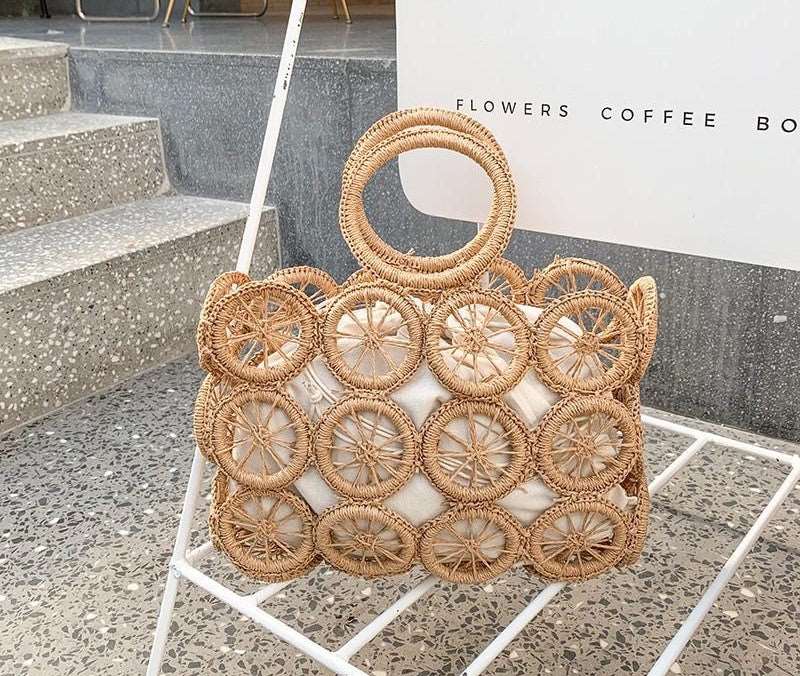 Bolsa Grande de Mão Artesanal Envelope de Palha Praia