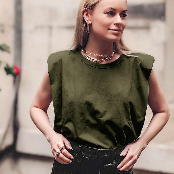Blusa Solta sem Mangas com Gola Redonda