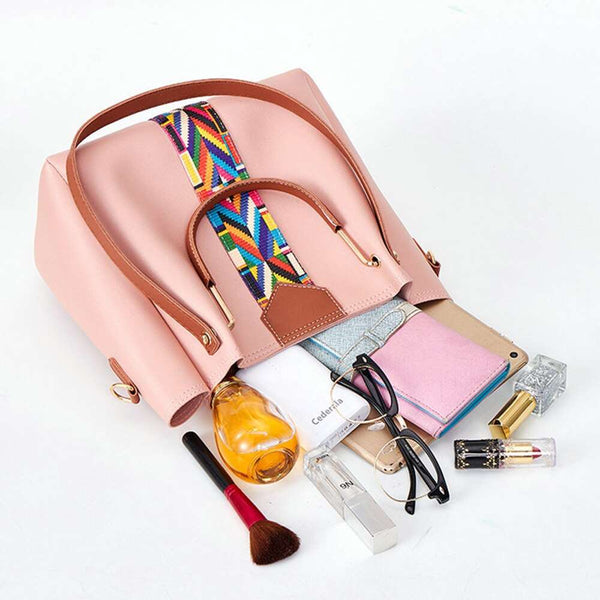 Bolsa Grande de Couro Kit 3 Peças