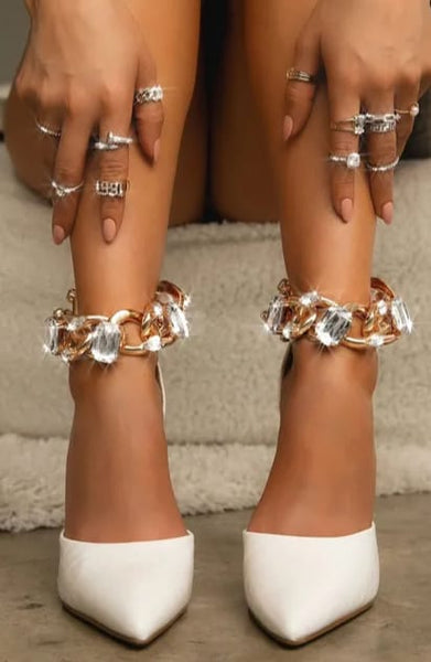 High Heel Pumps with Diamond Chain 