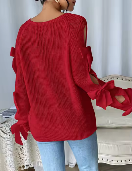 Blusa Manga Longa de Lã com laço de Cetim