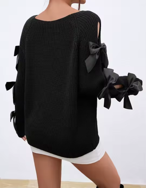 Blusa Manga Longa de Lã com laço de Cetim