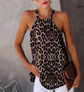 Leopard Animal Print Sleeveless Long Blouse
