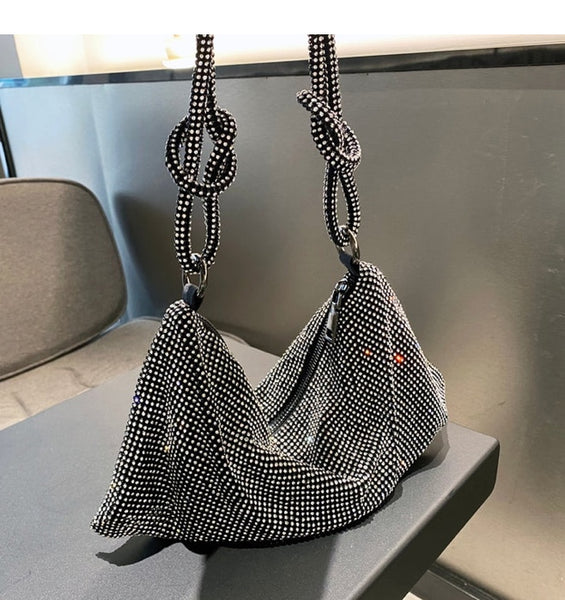 Bolsa de Ombro com Cristais Brilhante