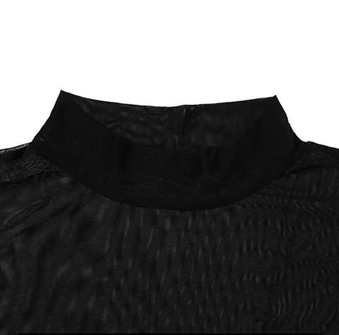 Vestido Midi em Tule Justo Preto