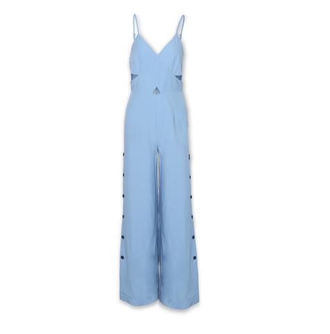 Strappy Jumpsuit with V-neckline and Cut-out at the Waist