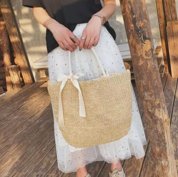 Bolsa Grande de Ombro em Palha Praia