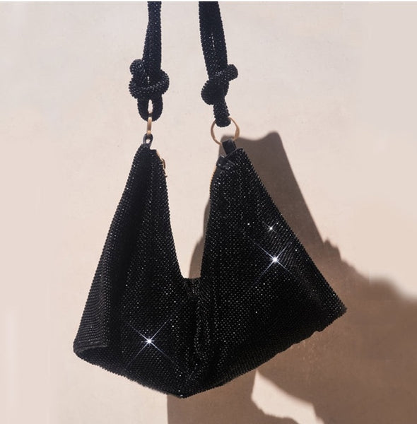 Bolsa de Ombro com Cristais Brilhante