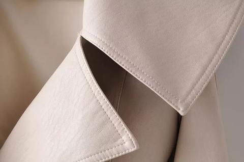 Cropped Lapel Leather Jacket 