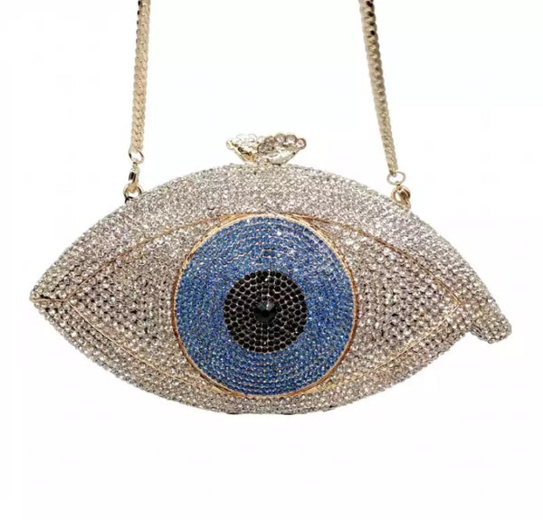 Bolsa Pequena de Cristal Clutch Olho Grego
