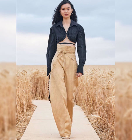 Long Sleeve Cropped Shirt with Tie