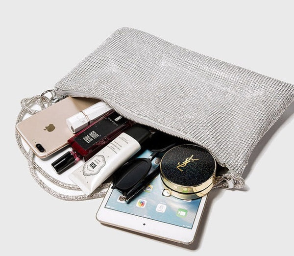 Bolsa de Ombro com Cristais Brilhante