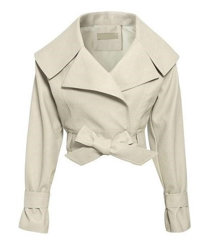 Cropped Lapel Leather Jacket 