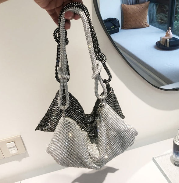 Bolsa de Ombro com Cristais Brilhante