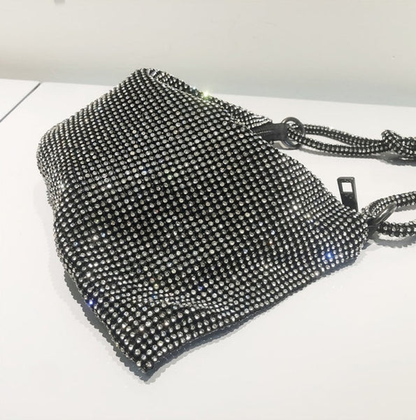Bolsa de Ombro com Cristais Brilhante