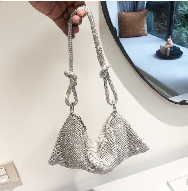 Bolsa de Ombro com Cristais Brilhante