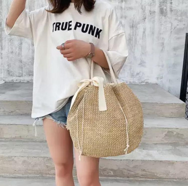 Bolsa Grande de Ombro em Palha Praia
