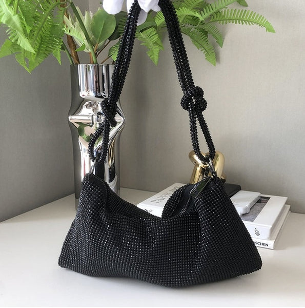 Bolsa de Ombro com Cristais Brilhante