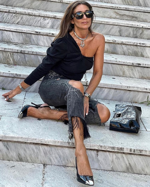 Black Patent Leather Pumps with Thin High Heels and Square Toe