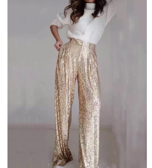 Calça de Paête Pantalona Dourada