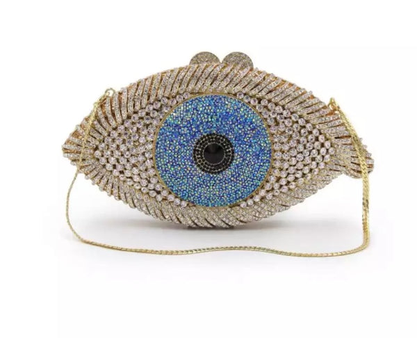 Bolsa Pequena de Cristal Clutch Olho Grego
