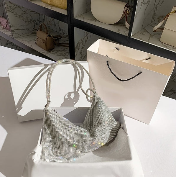 Bolsa de Ombro com Cristais Brilhante