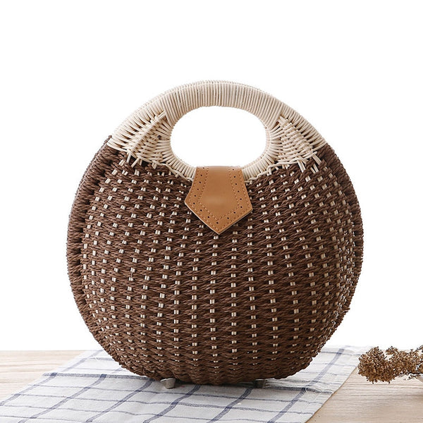 Bolsa Redonda de Mão Artesanal em Crochê Praia