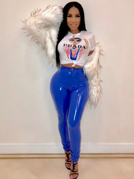 Calça Verniz Vinil Skinny Cintura Alta