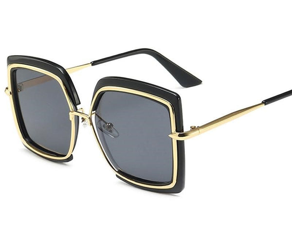 Óculos de Sol Quadrado Feminino com Decoração em Metal