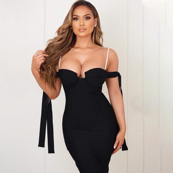 Vestido Midi Justo Alcinha e Decote V