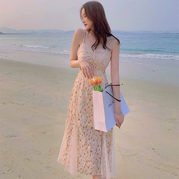 Vestido Midi Floral com Renda Creme