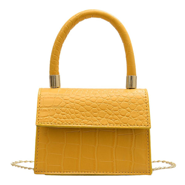 Mini Bolsa de Couro com Alça de Corrente