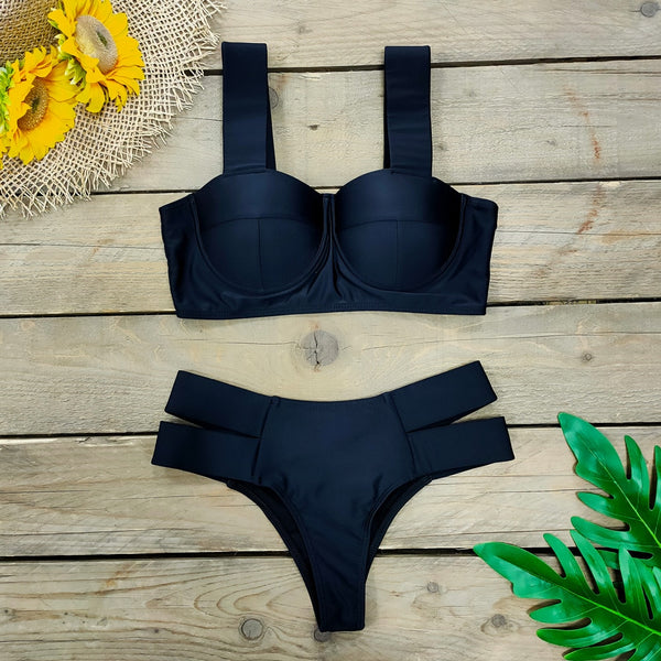 Conjunto de Biquíni Neon Meia Taça Calcinha Fio Duplo