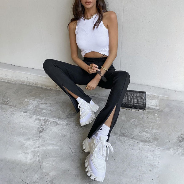 Calça Lápis com Fenda Frontal