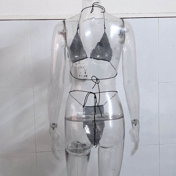 Conjunto de Biquíni em Cristal Fio Dental