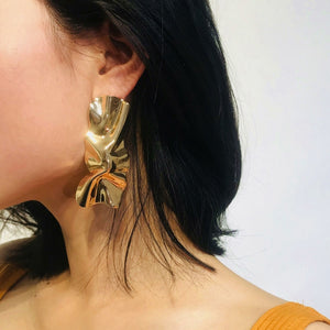 Long Asymmetrical Rectangular Metal Earring