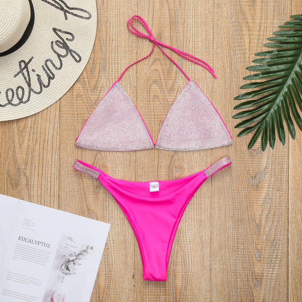 Shiny Semi Thong Bikini Set
