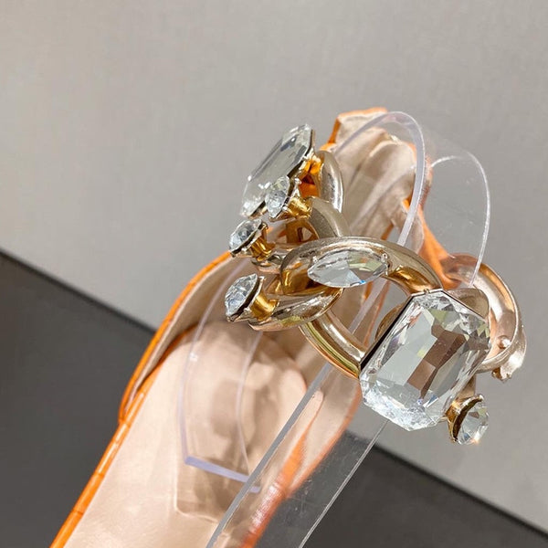 High Heel Pumps with Diamond Chain 